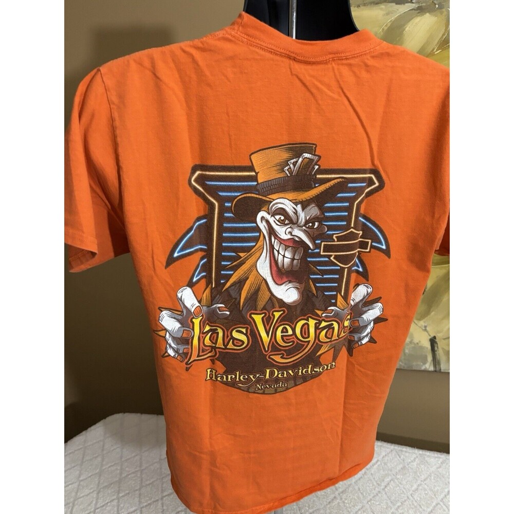 Vintage Harley Davidson 2 Sided Joker Las Vegas Nevada Orange Tee Men’s Size M - Picture 12 of 16